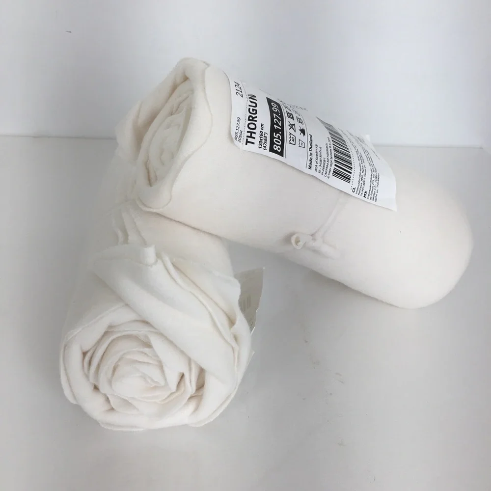IKEA Thorgun Blanket White NEW Bundle of 2  Soft Cozy Fleece Throw Blankets NWT